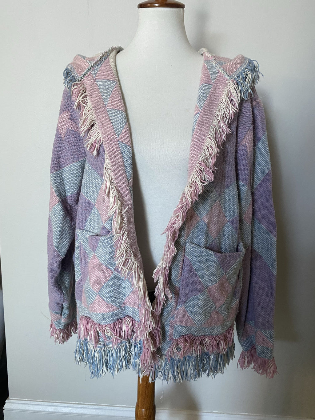 Reworked Pink &amp; Purple Egg Basket Blanket Cardigan