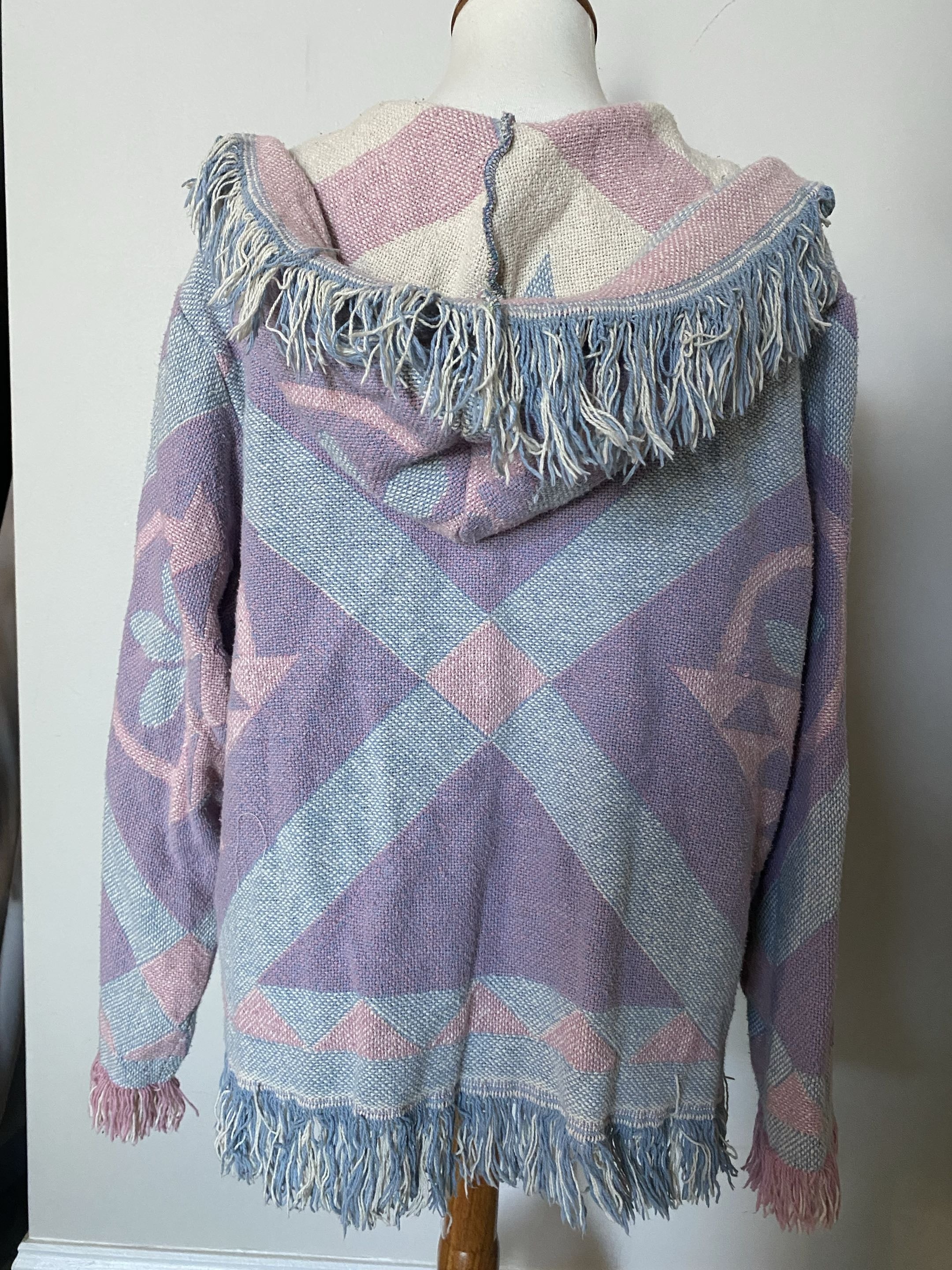 Reworked Pink &amp; Purple Egg Basket Blanket Cardigan